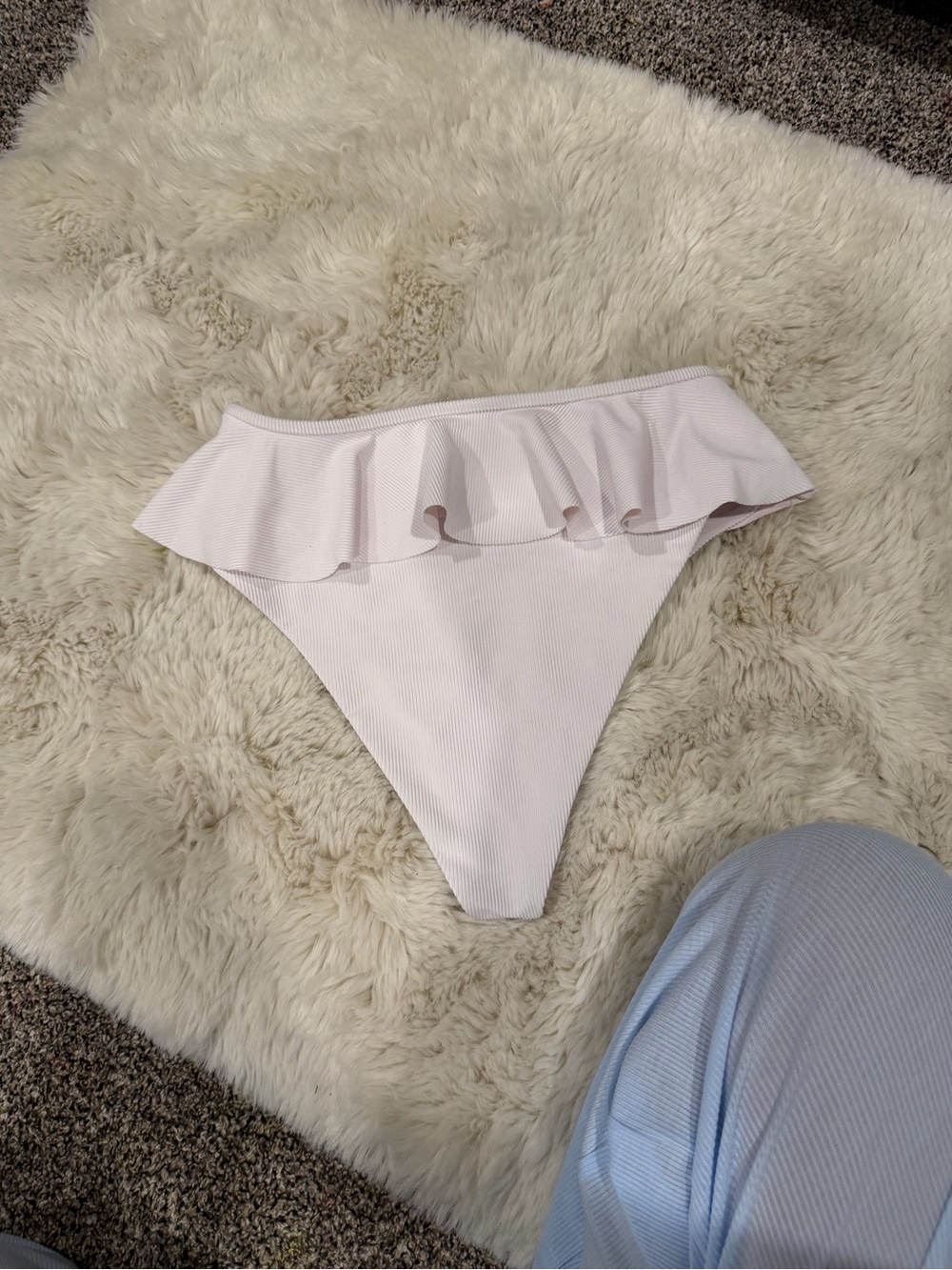 Beach Riot Light Pink Ribbed Ruffle Bikini Bottom - Picture 3 of 4